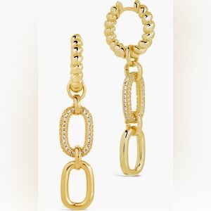 Sterling Forever Andi CZ drop hoop earrings